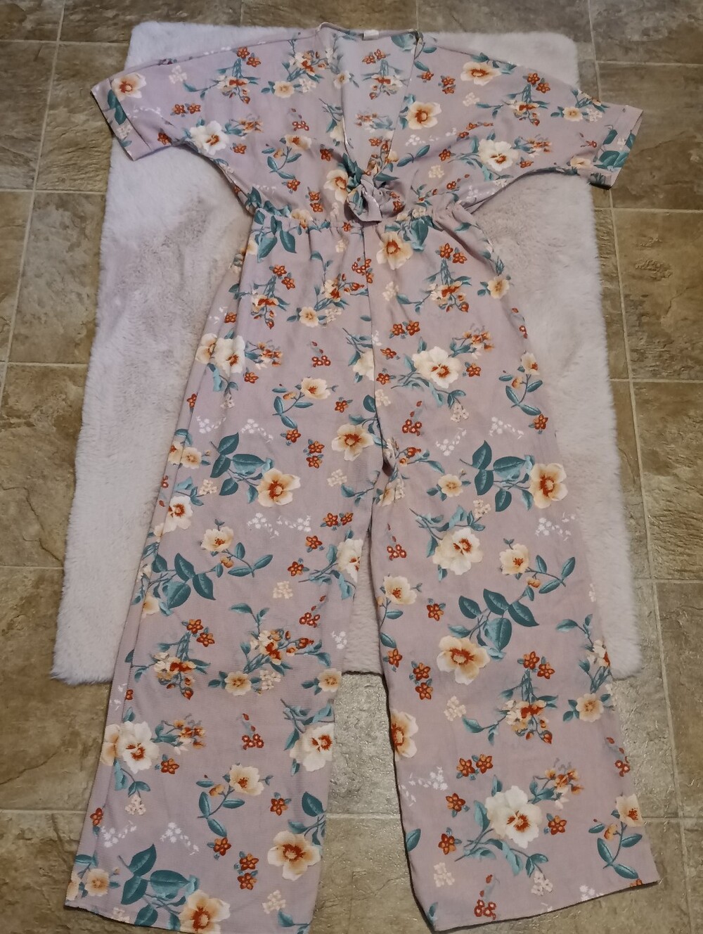 Red + Olive Floral Wide Leg Jumpsuit